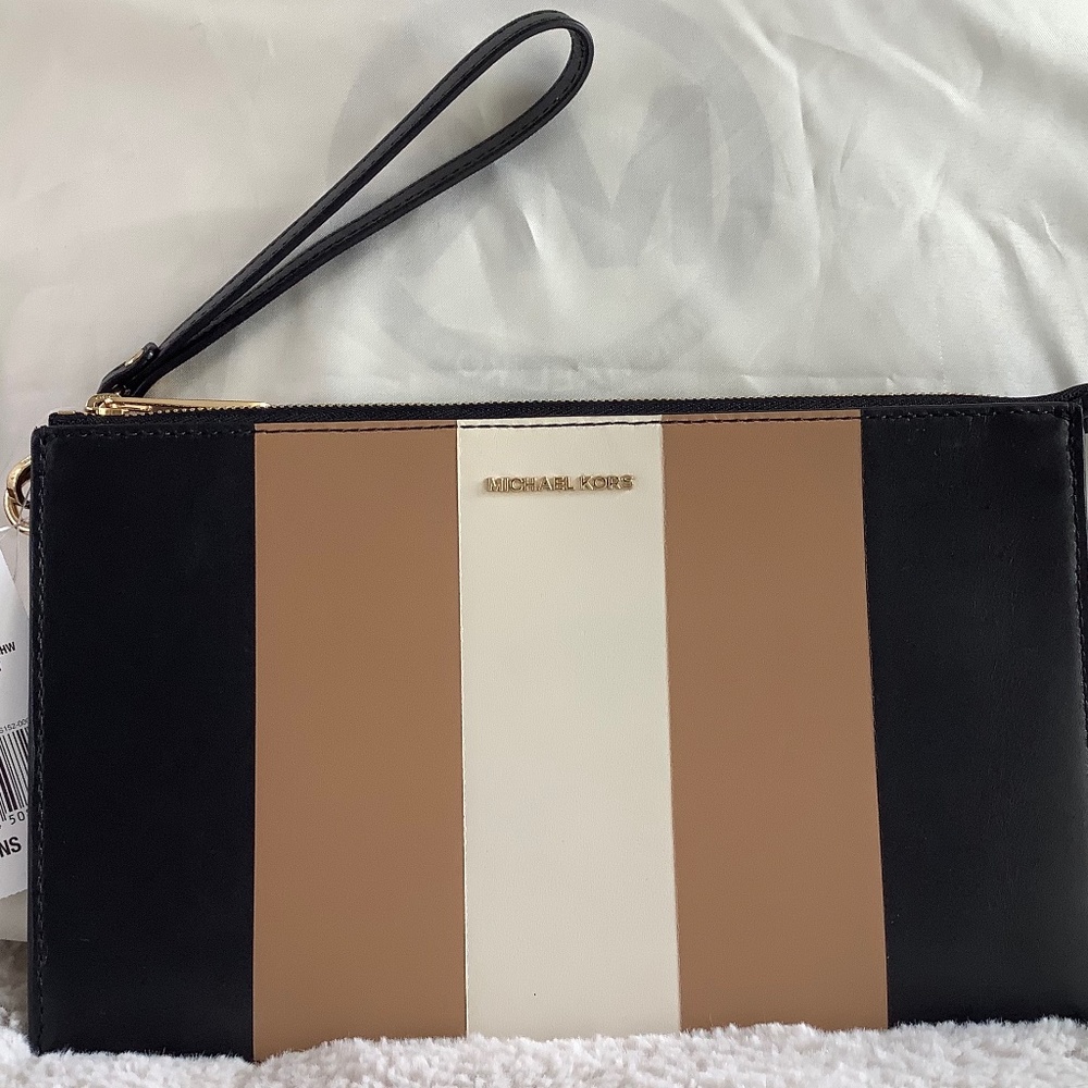 Multi Stripe Daniela Large Leather Wristlet
